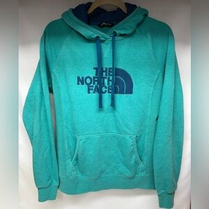 The North Face Womens Hoodie Size M Teal Athletic Sweatshirt Turquoise Navy